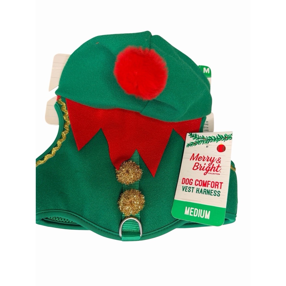 Merry & Bright Dog Comfort Vest Harness Christmas Elf Size Medium NWT